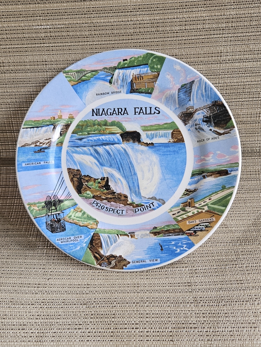 Vintage NIAGARA FALLS 9" COLLECTOR PLATE 1970's M.S. PRODUCTS MADE IN JAPAN